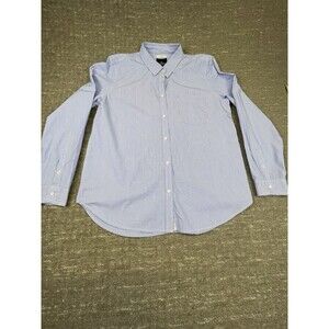 American Eagle Shirt Mens Large Blue Gray Stripe Prep Fit Long Sleeve Buton Up L